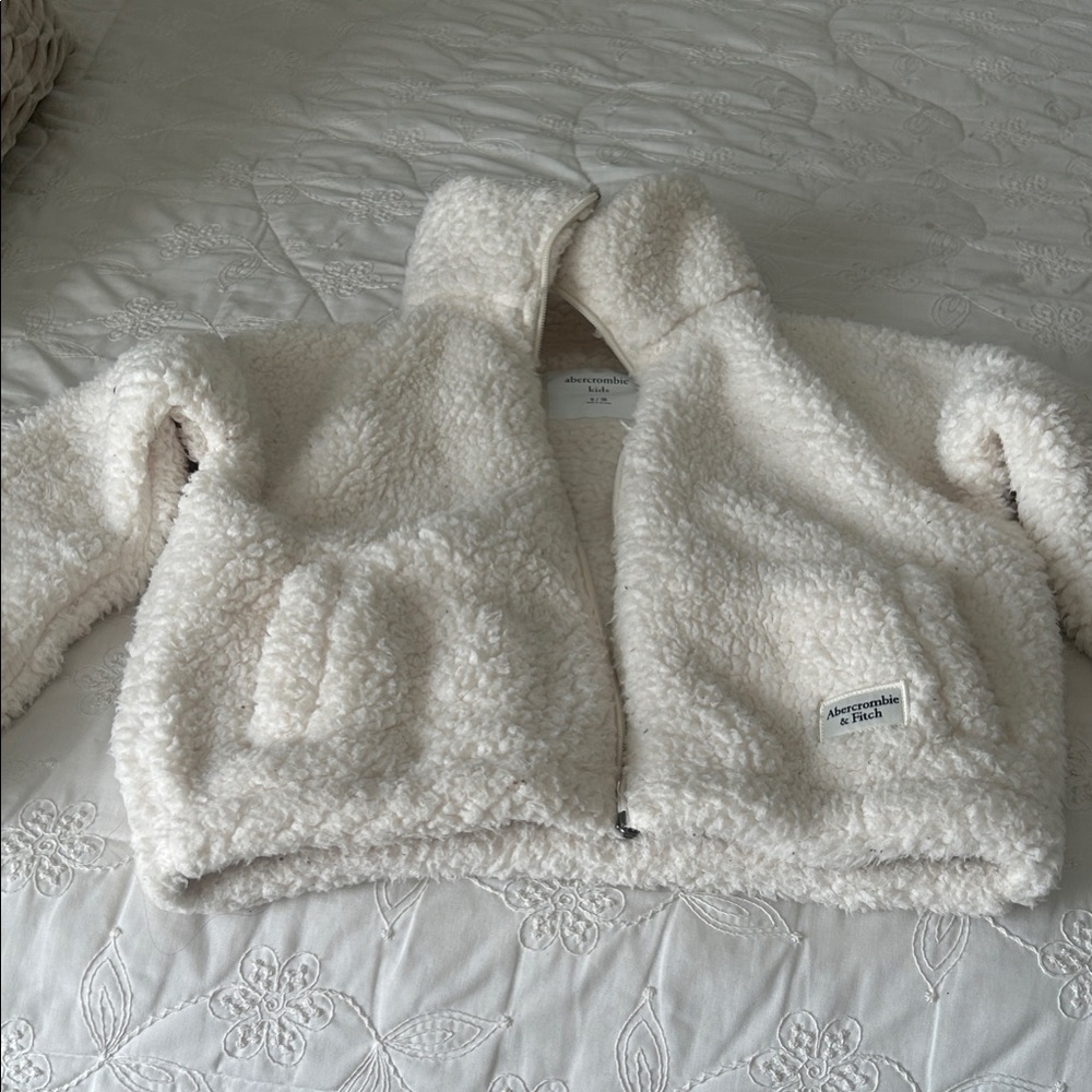 Abercrombie & Fitch Kids Cream Sherpa Zip Jacket